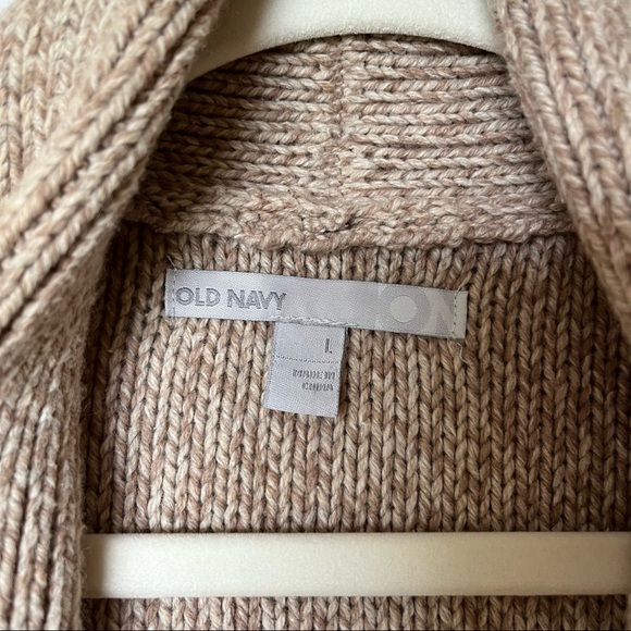 Old Navy women’s lambs wool blend short sleeve cable knit cardigan, L, tan - Picture 3 of 5